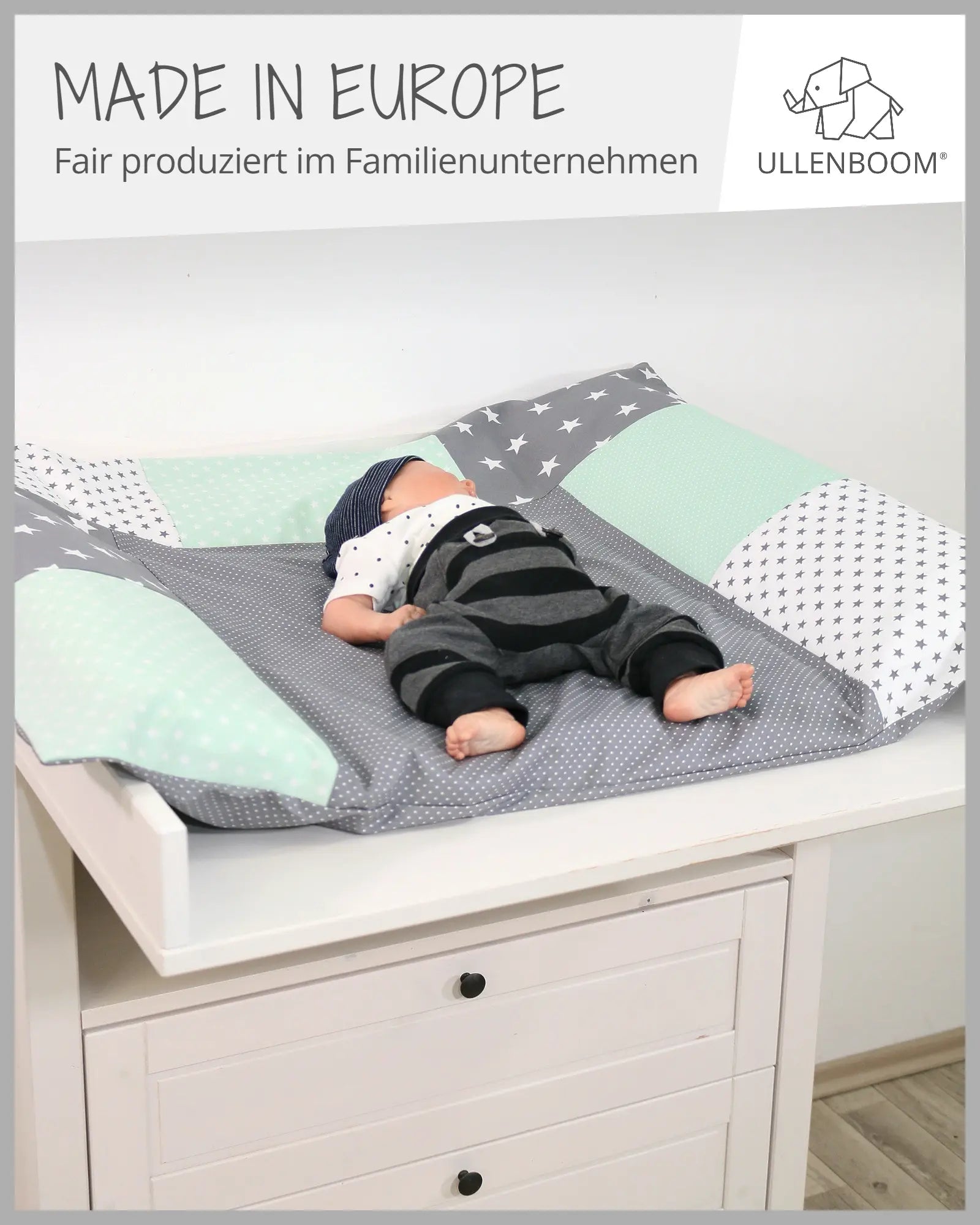 Wickelauflagen-Bezug MINT GRAU-ULLENBOOM Baby