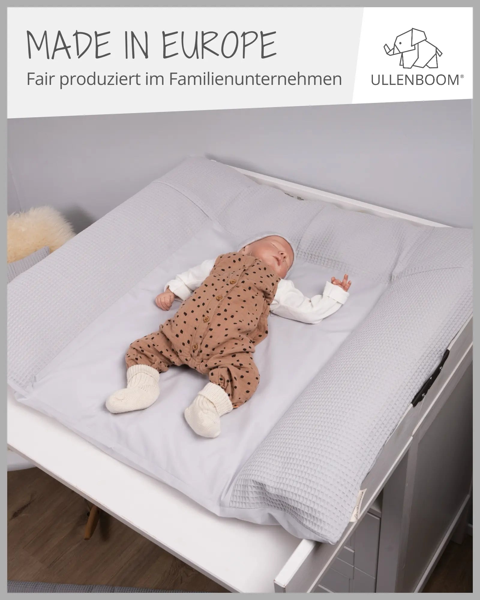 Wickelauflagen-Bezug Waffelpiqué Grau-ULLENBOOM Baby