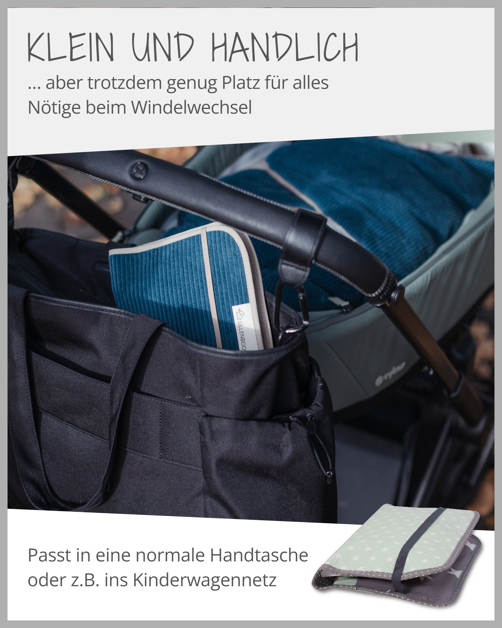 Windeltasche Mint Grau-ULLENBOOM Baby