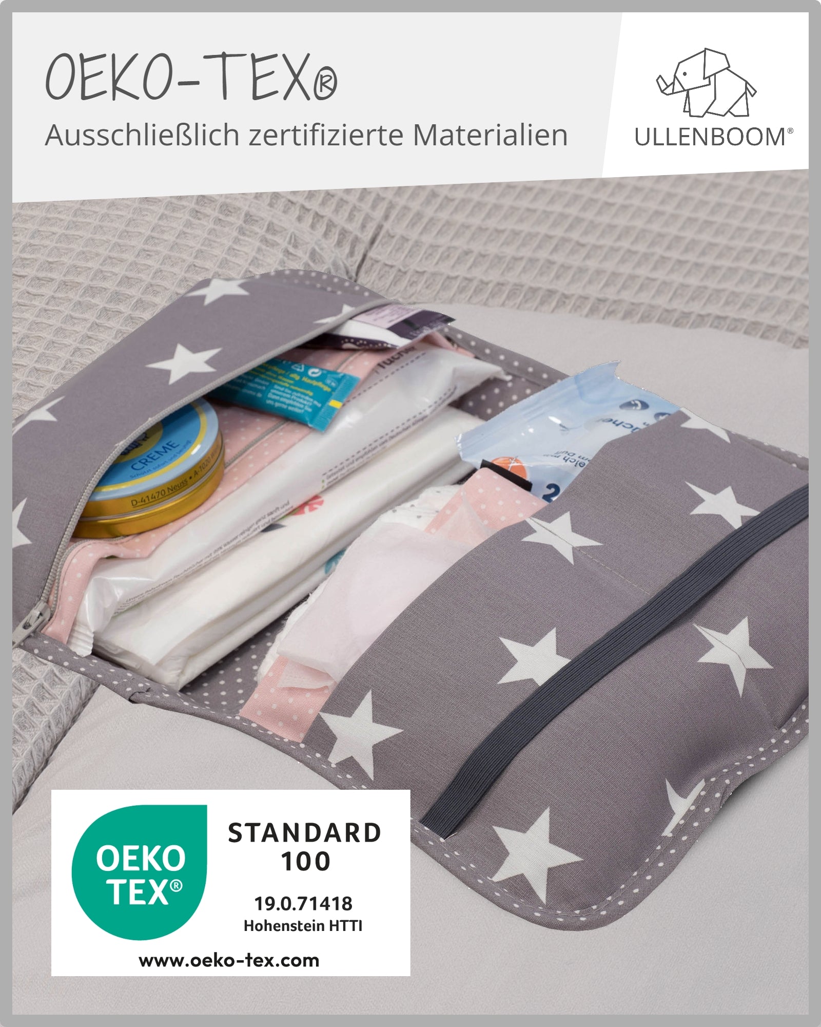 Windeltasche Rosa Grau-ULLENBOOM Baby