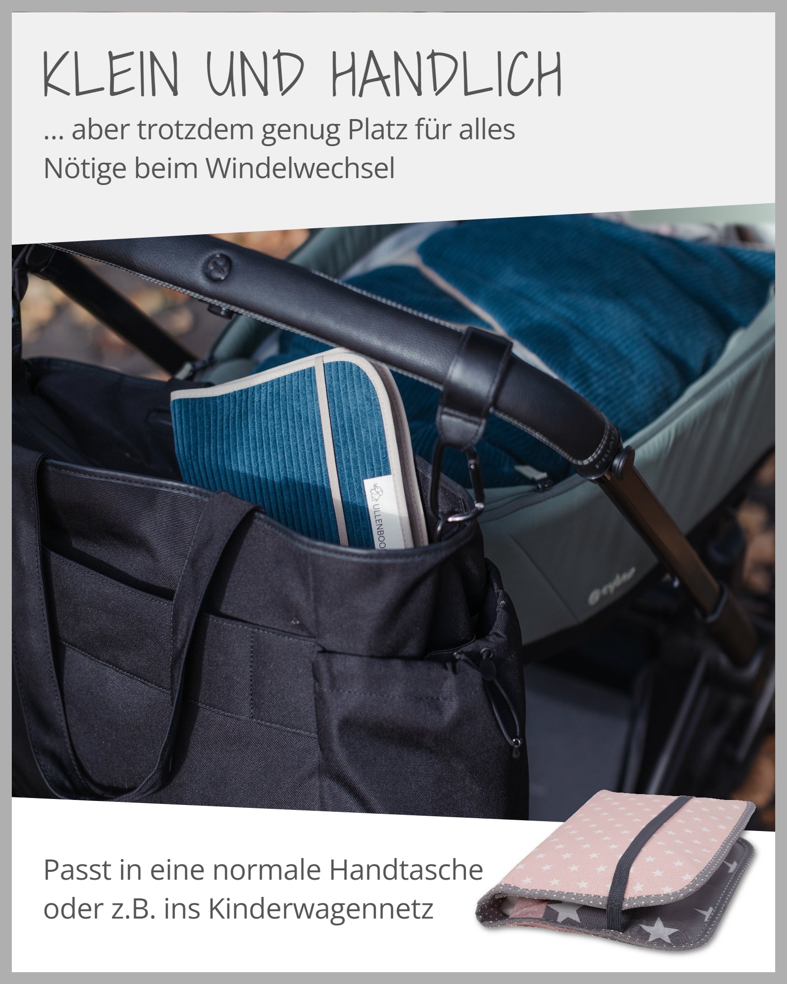 Windeltasche Rosa Grau-ULLENBOOM Baby