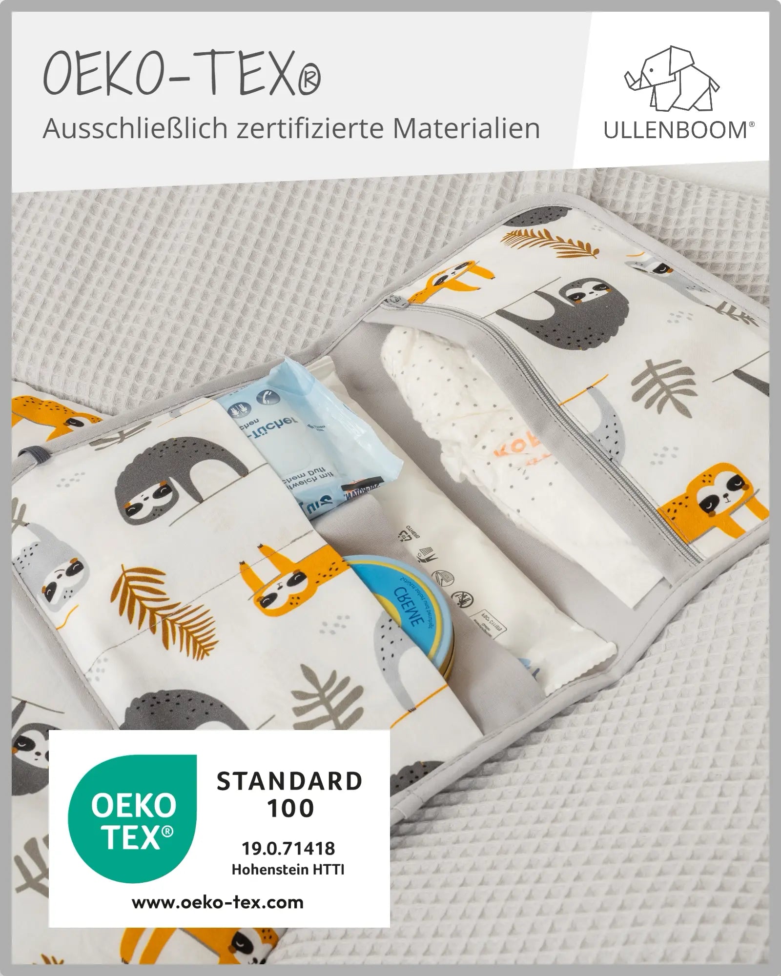 Windeltasche GRAU FAULTIERE-ULLENBOOM Baby