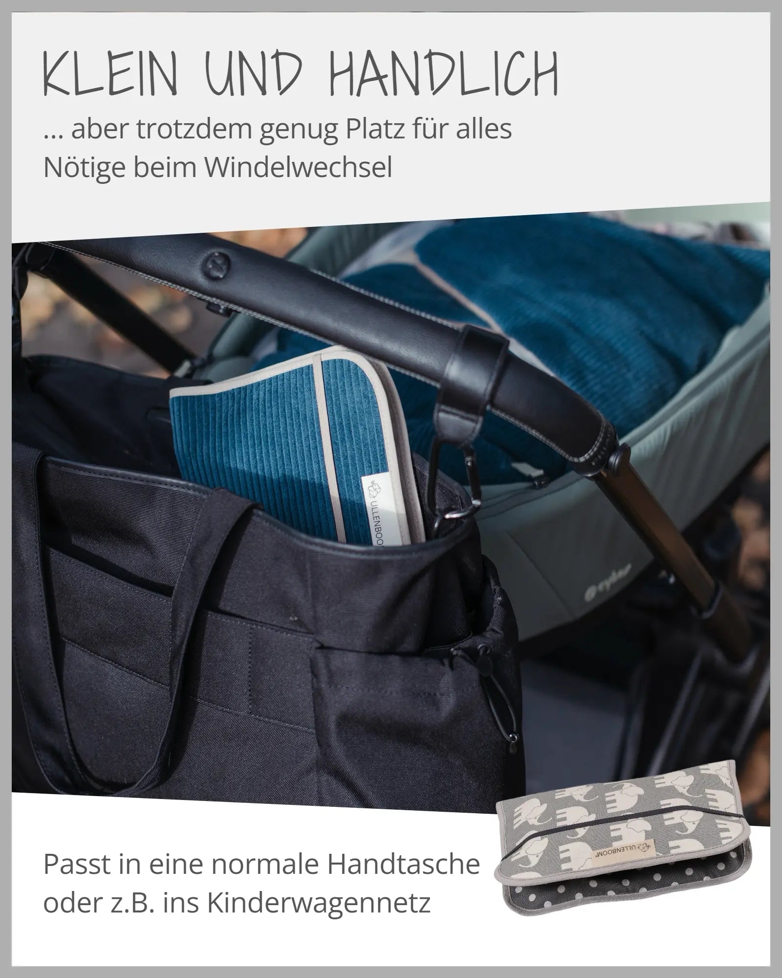 Windeltasche GRAU ELEFANT-ULLENBOOM Baby