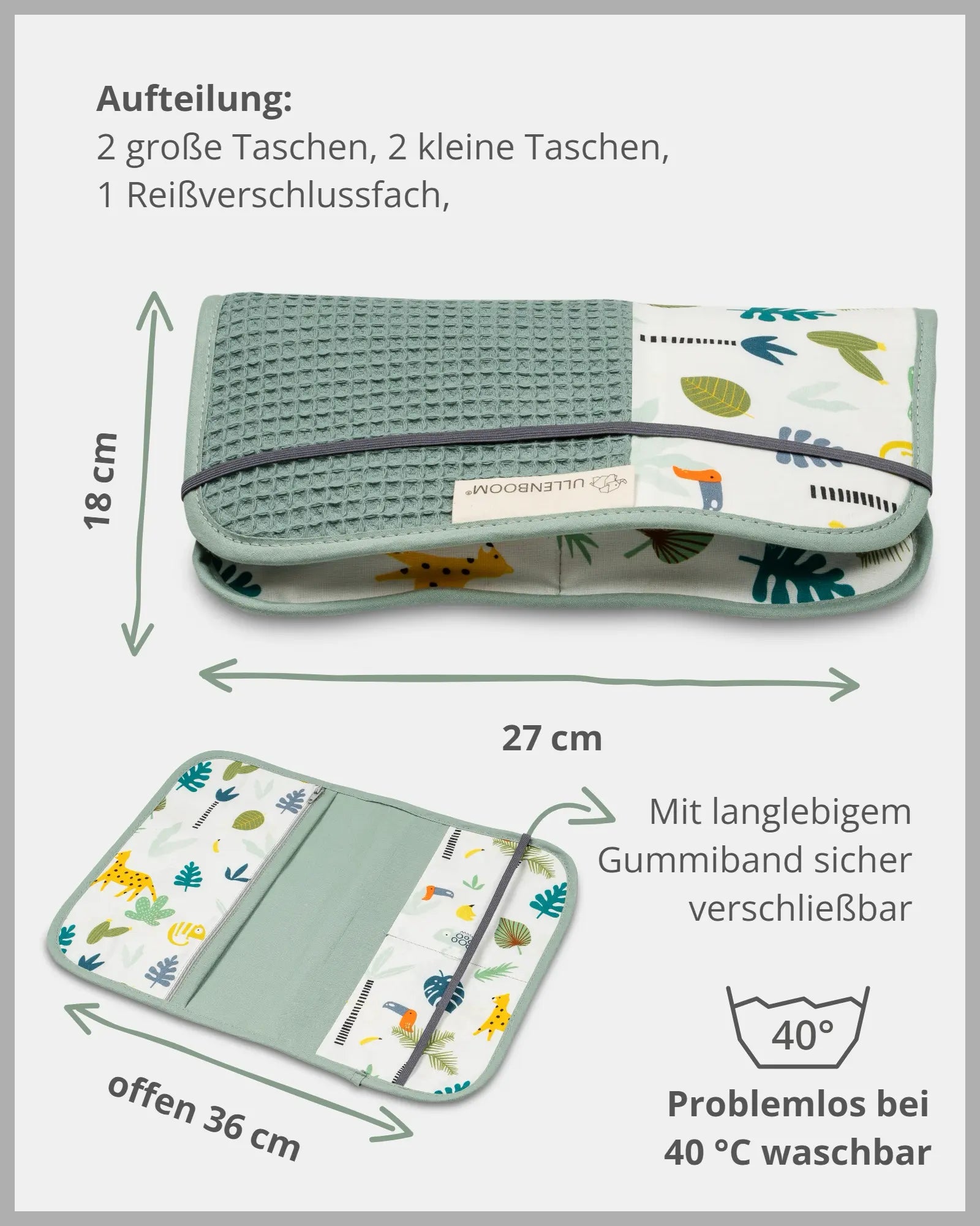 Windeltasche SALBEIGRÜN REGENWALD-ULLENBOOM Baby