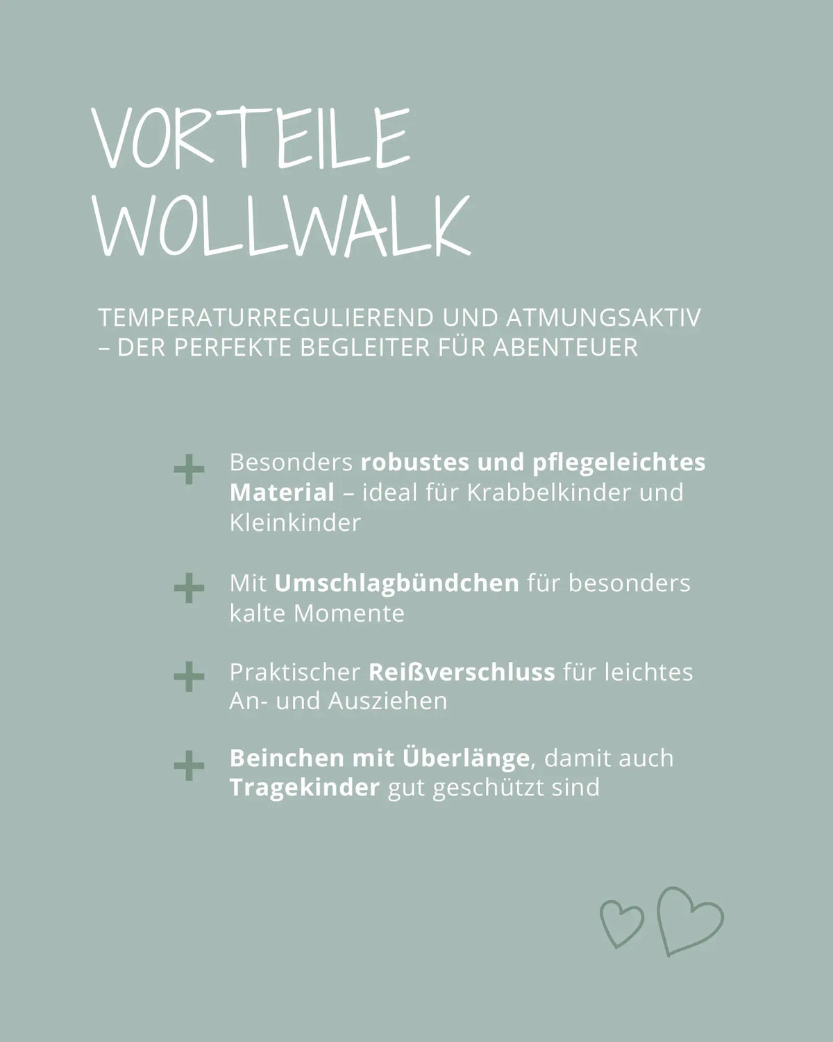 Vorteile des ULLENBOOM Wollwalk Overalls auf einen Blick
