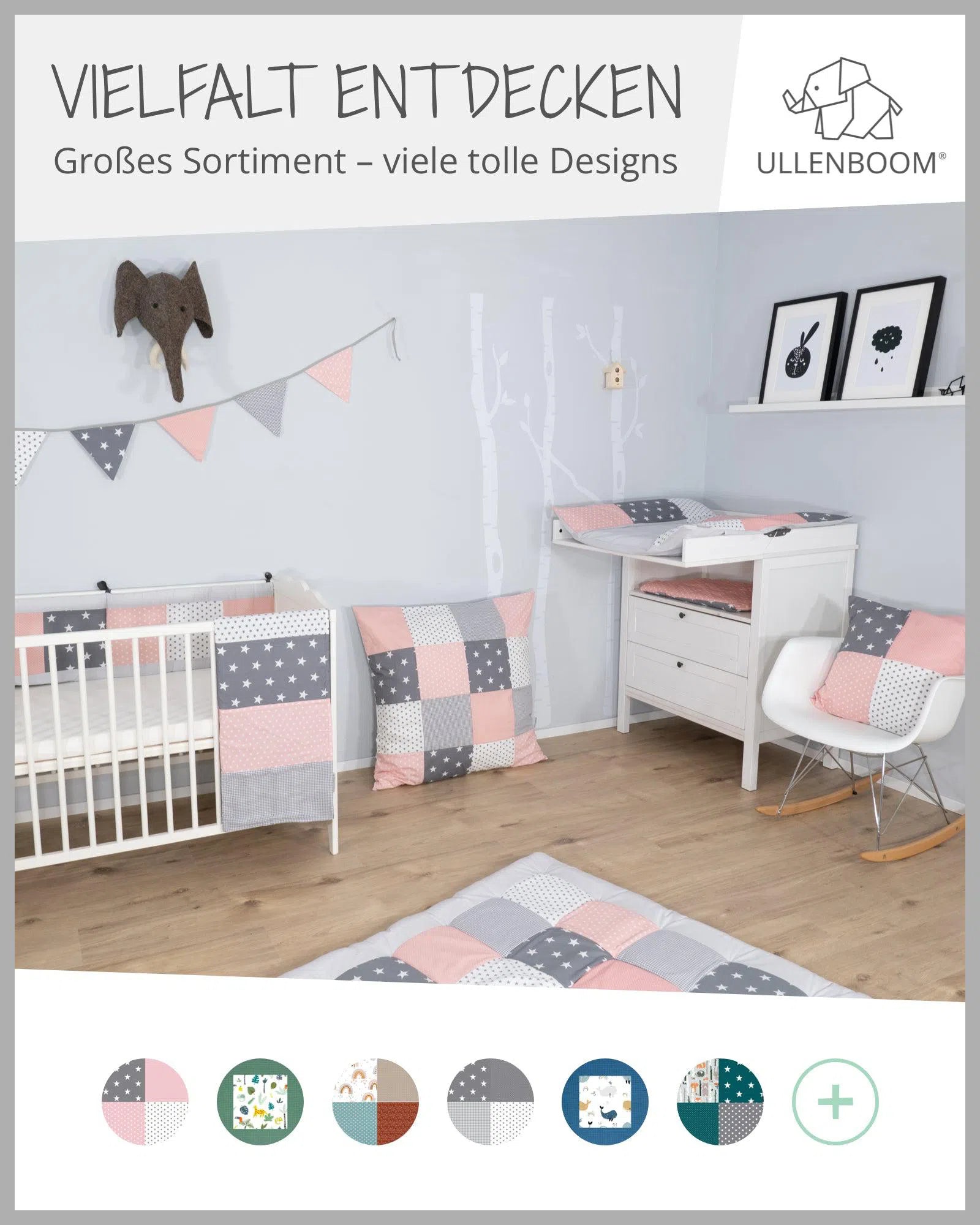 Windeltasche Patchwork ROSA GRAU-ULLENBOOM-18 x 27 cm-ULLENBOOM Baby