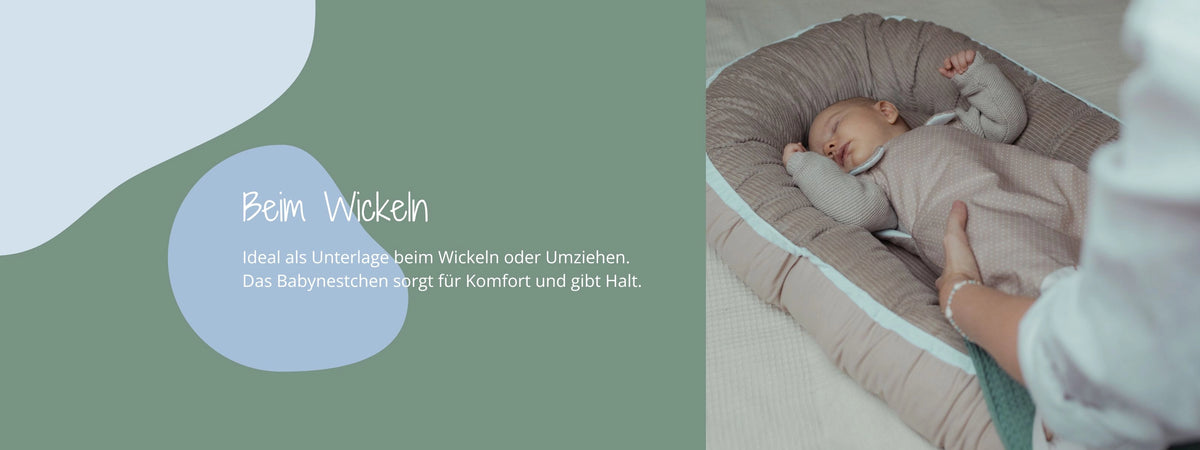 Beim Wickeln - Ideal als Unterlage. Sorgt für Komfort und gibt Halt. ULLENBOOM Babynest