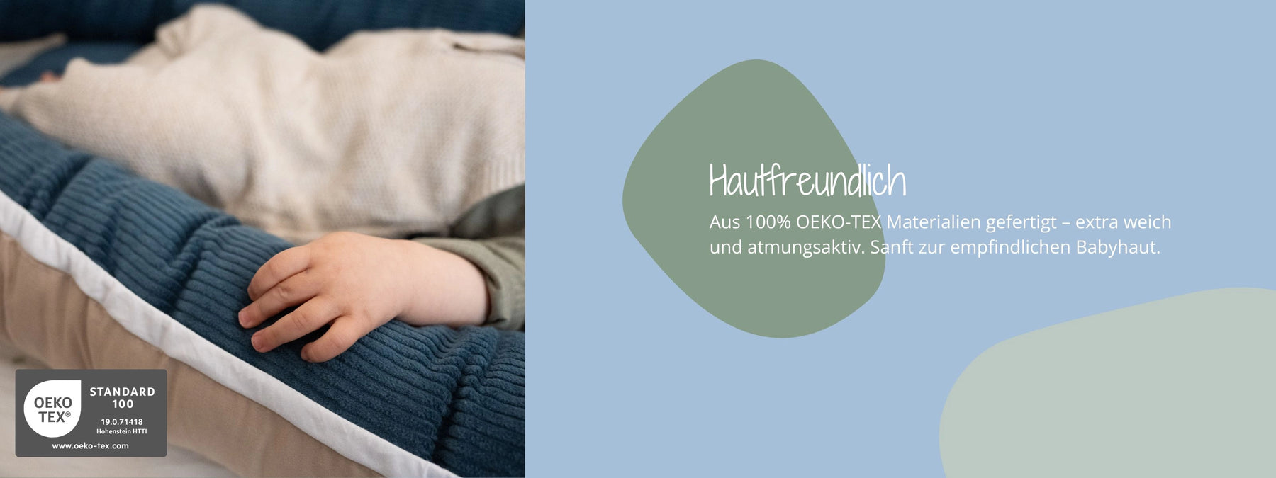 ULLENBOOM Babynest - Hautfreundlich - zertifizierte Materialien Oekotex Standard 100 geeignet für Babys auf Schadstoffe geprüft