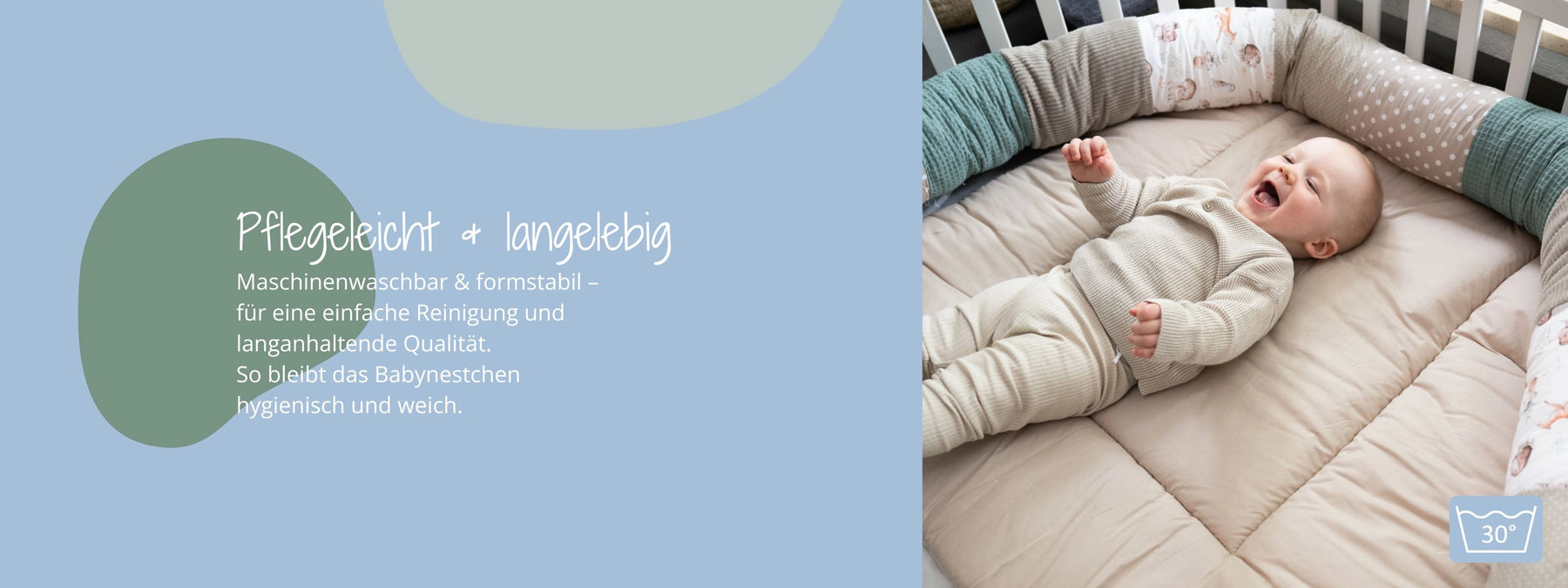 ULLENBOOM Baby Bettschlange - Maschinenwaschbar & formstabil – für eine einfache Reinigung und langanhaltende Qualität. So bleibt die Bettschlange hygienisch und weich