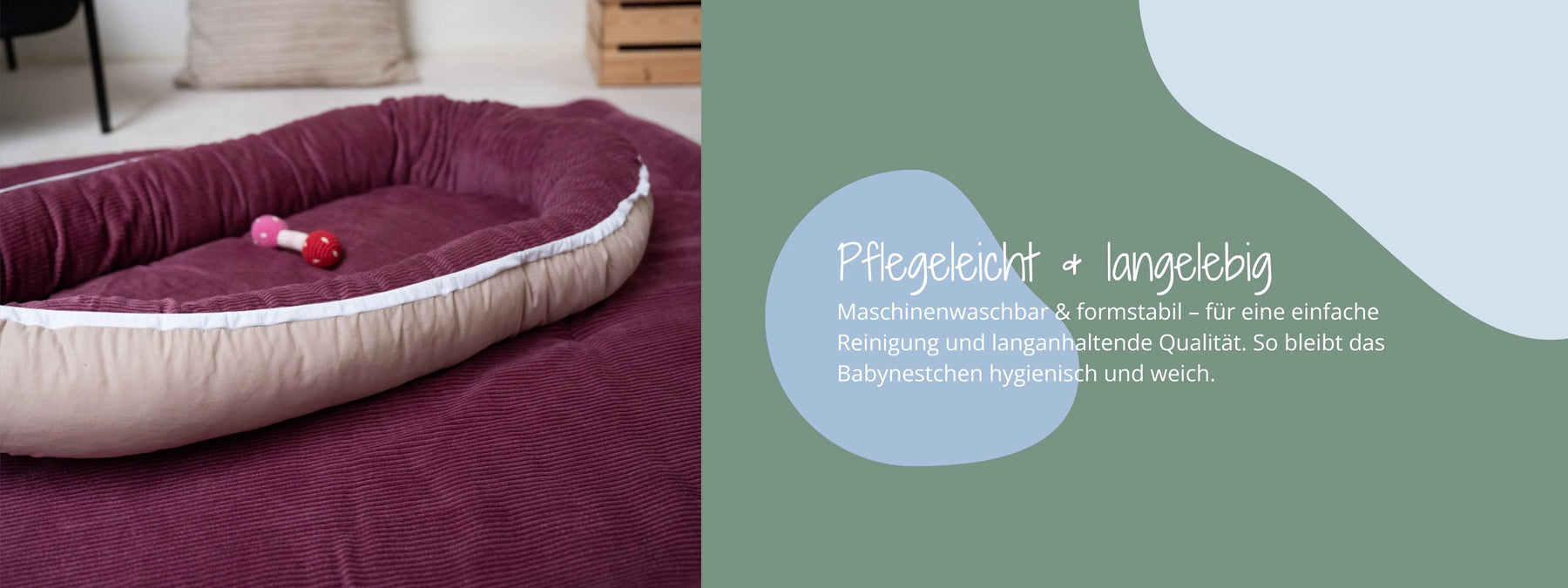 ULLENBOOM Babynest - Pflegeleicht und langlebig - Maschinenwaschbar und formstabil. Einfache Reinigung und langanhaltende Qualität
