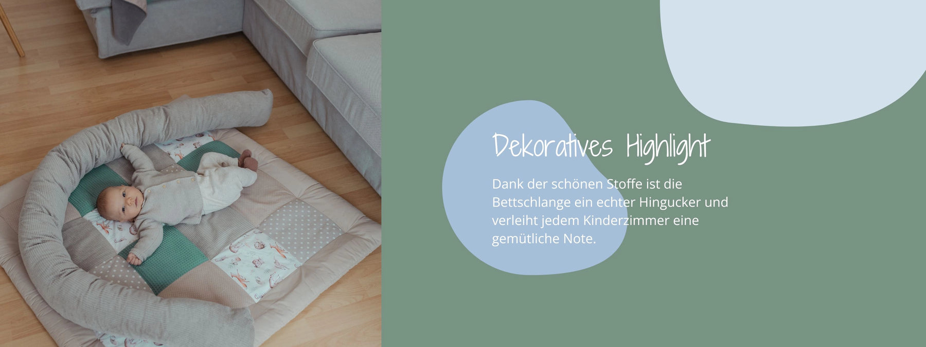 ULLENBOOM Baby Bettschlange - Dank der schönen Stoffe ist die Bettschlange ein echter Hingucker und verleiht jedem Kinderzimmer eine gemütliche Note.