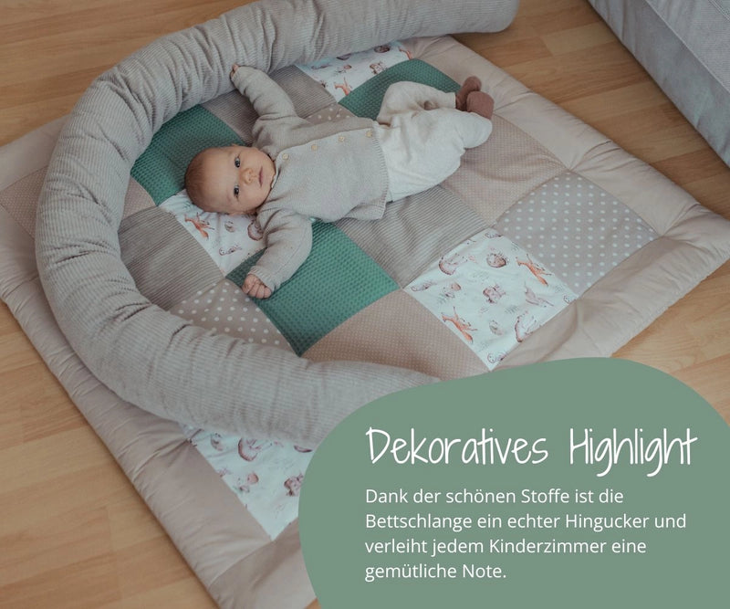 ULLENBOOM Baby Bettschlange - Dank der schönen Stoffe ist die Bettschlange ein echter Hingucker und verleiht jedem Kinderzimmer eine gemütliche Note.
