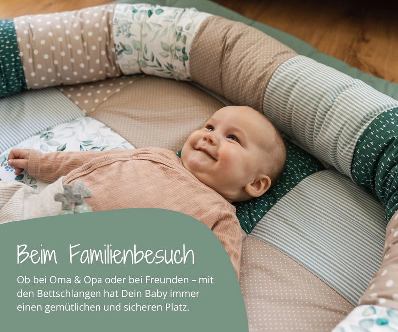 ULLENBOOM Baby Bettschlange - Ob bei Oma & Opa oder bei Freunden – mit den Bettschlangen hat Dein Baby immer einen gemütlichen und sicheren Platz.