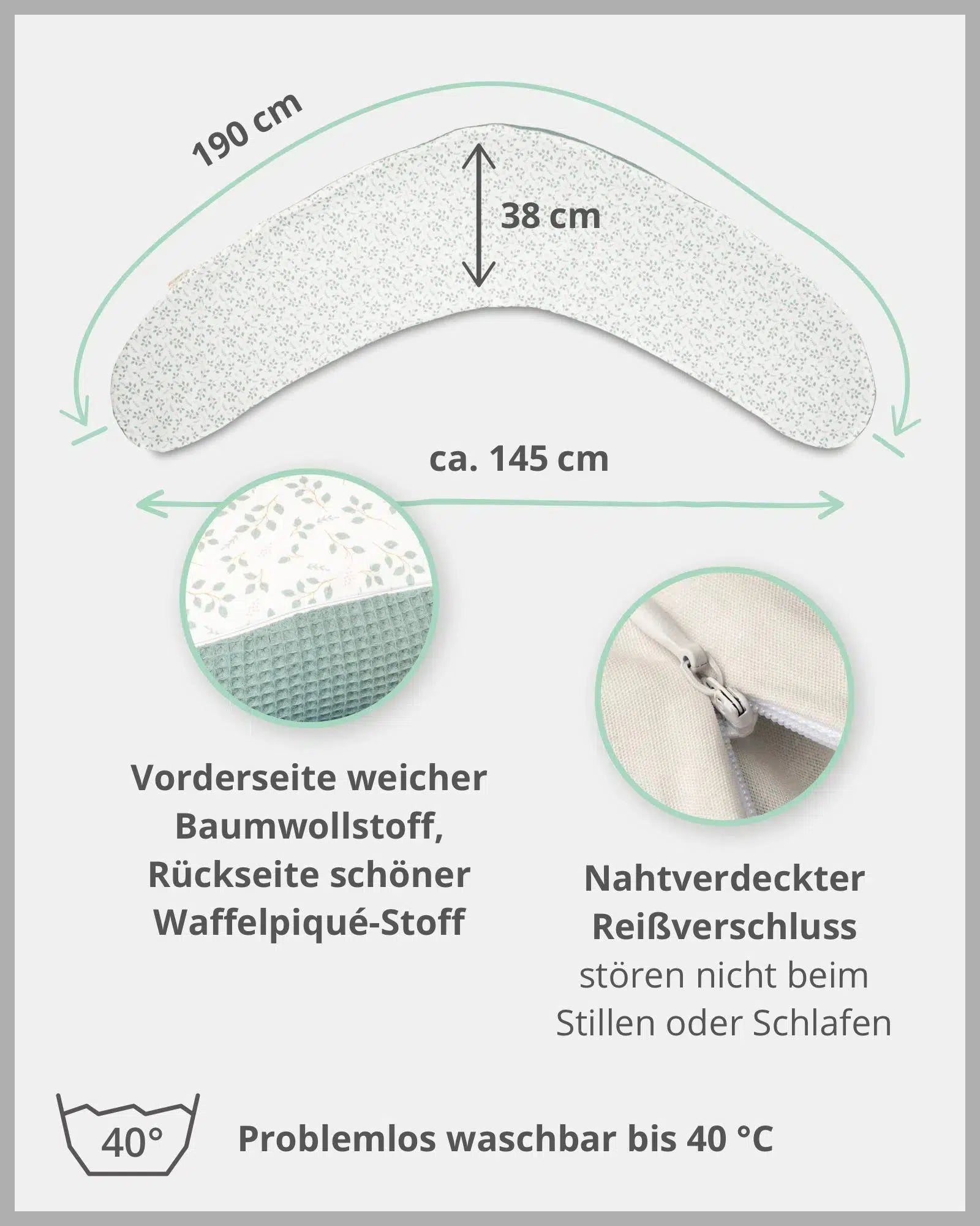 Stillkissen Waffelpiqué Motiv FLORAL GRÜN-ULLENBOOM-ULLENBOOM Baby