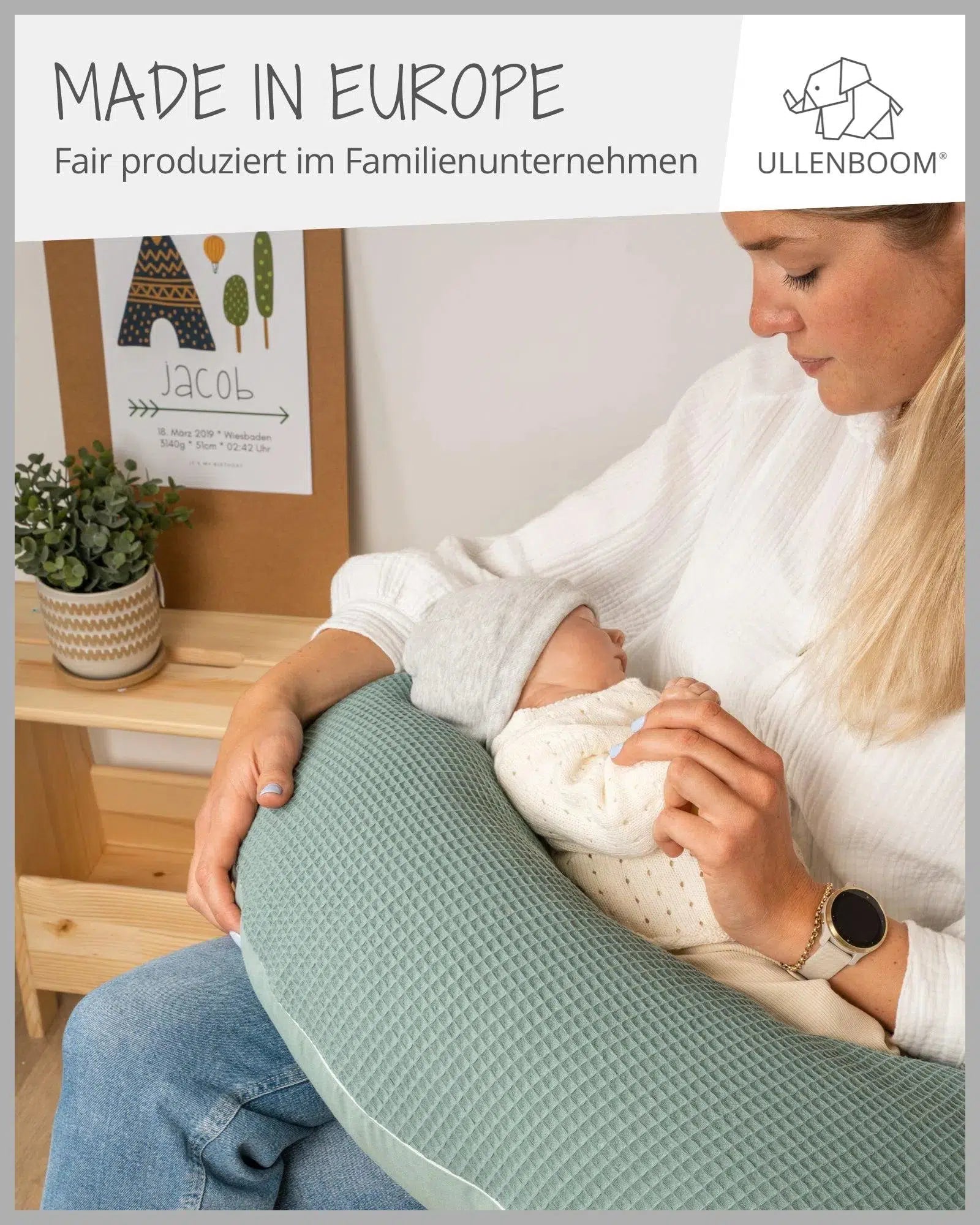 Stillkissen Waffelpiqué SALBEIGRÜN-ULLENBOOM-ULLENBOOM Baby