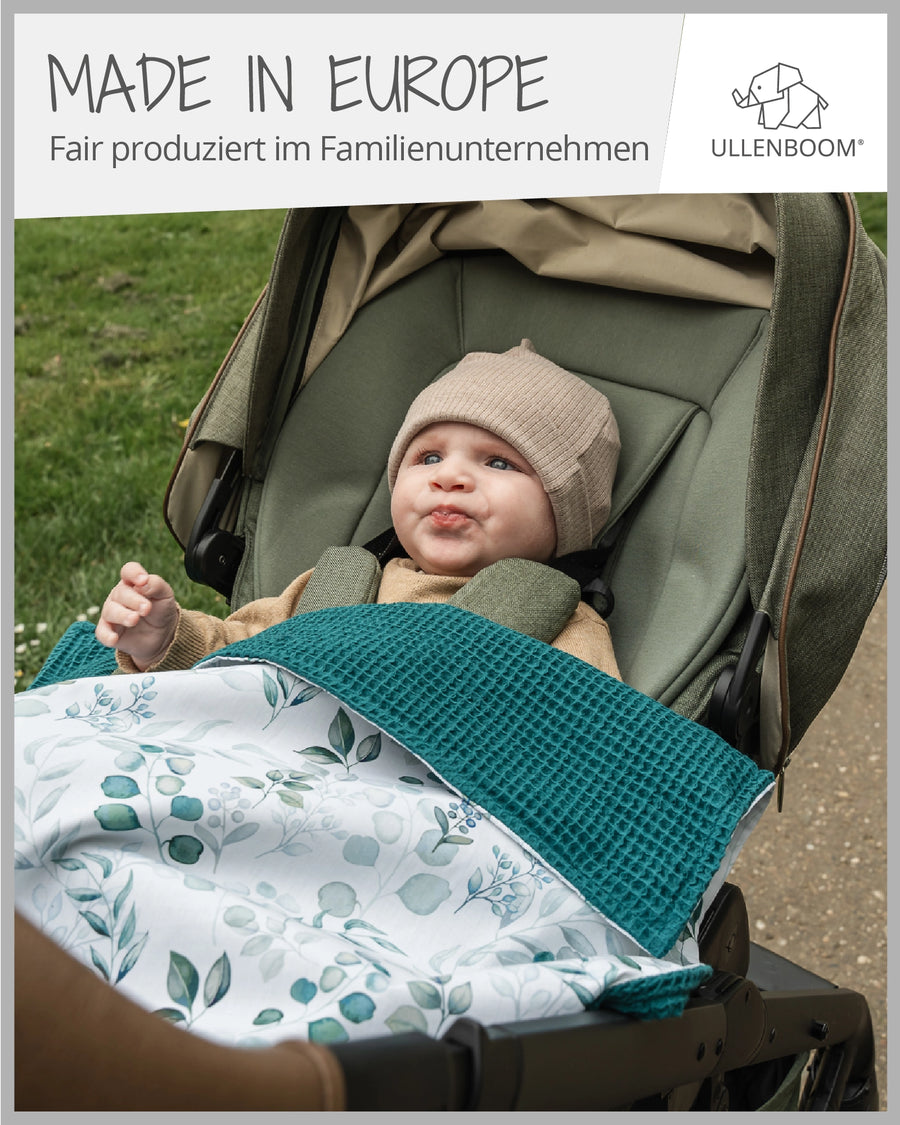 Babydecke Eukalyptus Petrol-ULLENBOOM Baby