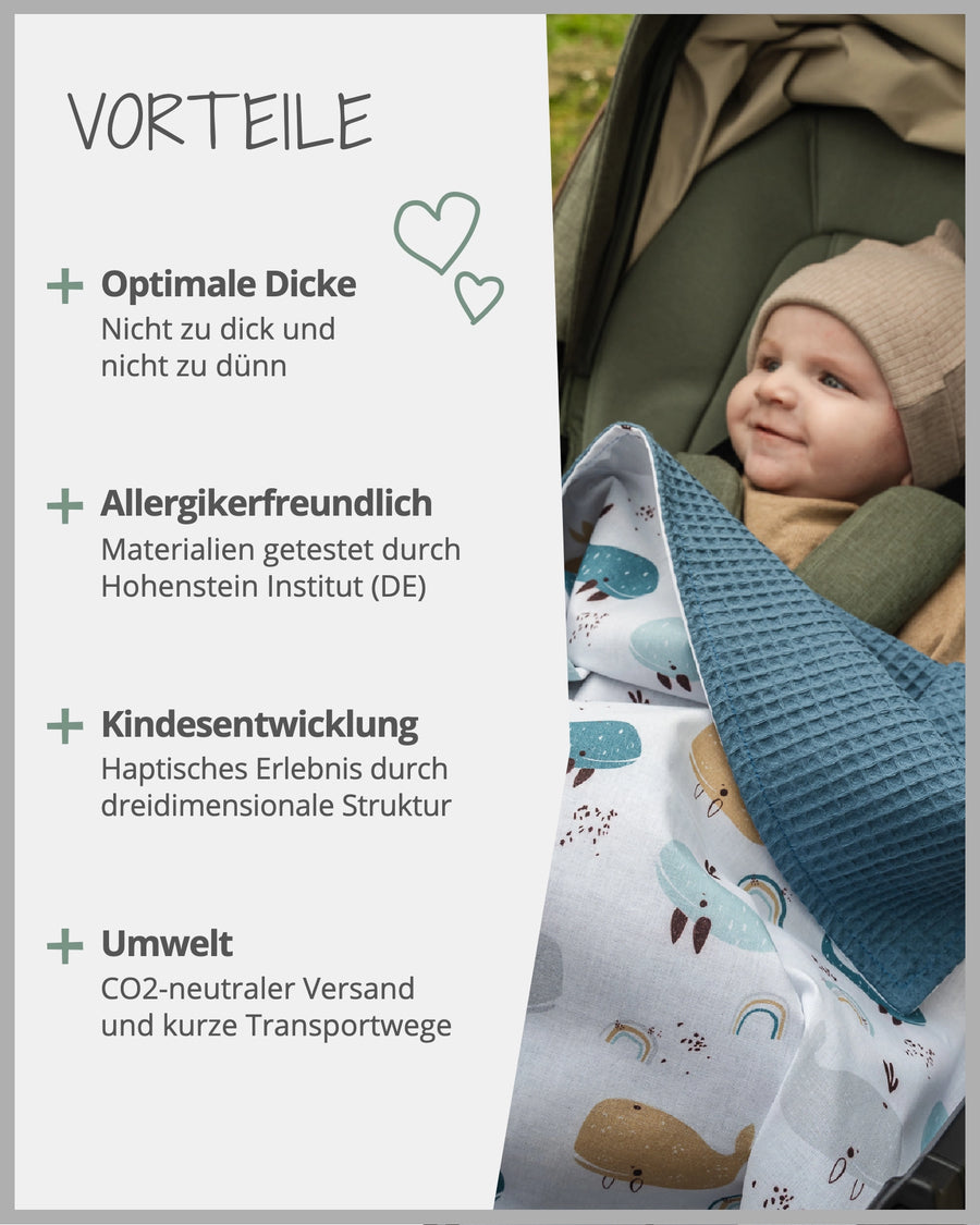 Babydecke Blau Wale-ULLENBOOM Baby