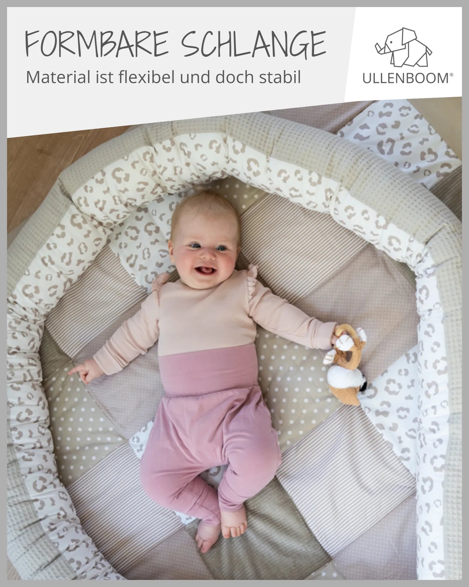 Baby Bettschlange LEO-ULLENBOOM Baby-Baby Bettschlange/ Kuschelschlange/ Bettschnecke in Waffelpiqué-Cord Optik - Im Design LEO ✓ in 2m und 3m verfügbar ✓ Perfekt für das Babybett - Jetzt bei ULLENBOOM kaufen!-