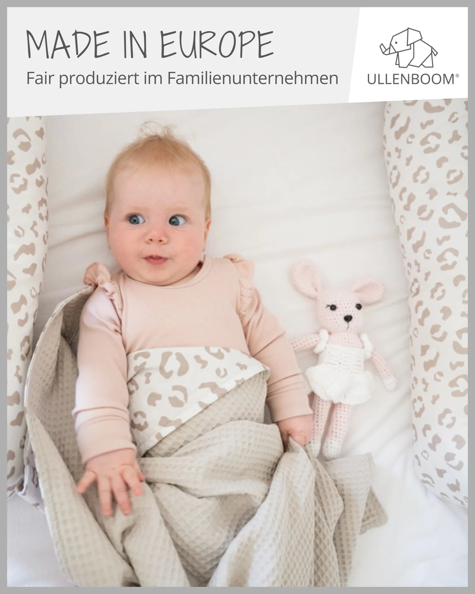 Babydecke LEO-ULLENBOOM Baby-Babydecke 70x100cm im Design LEO ✓ Vorder- und Rückseite aus Baumwolle ✓ Optimal als Kuscheldecke oder Kinderwagendecke - Jetzt online bestellen!-BD-70100-WM-LW