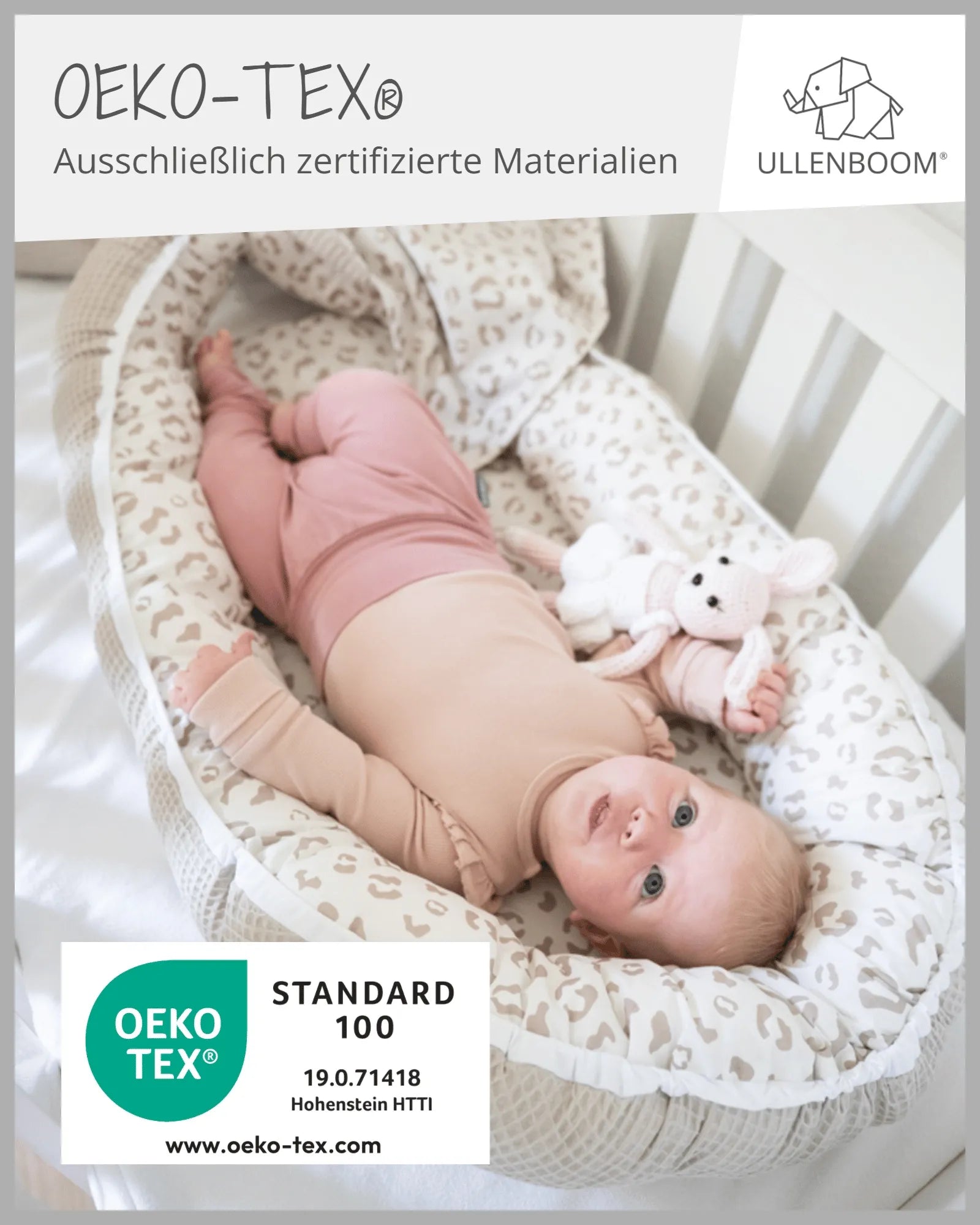 Babynest LEO-ULLENBOOM Baby-Babynest von ULLENBOOM im Design LEO - Weiches Kuschelnest für Zuhause oder als Reisebett - Jetzt online bestellen!-C-5595-WM-LW