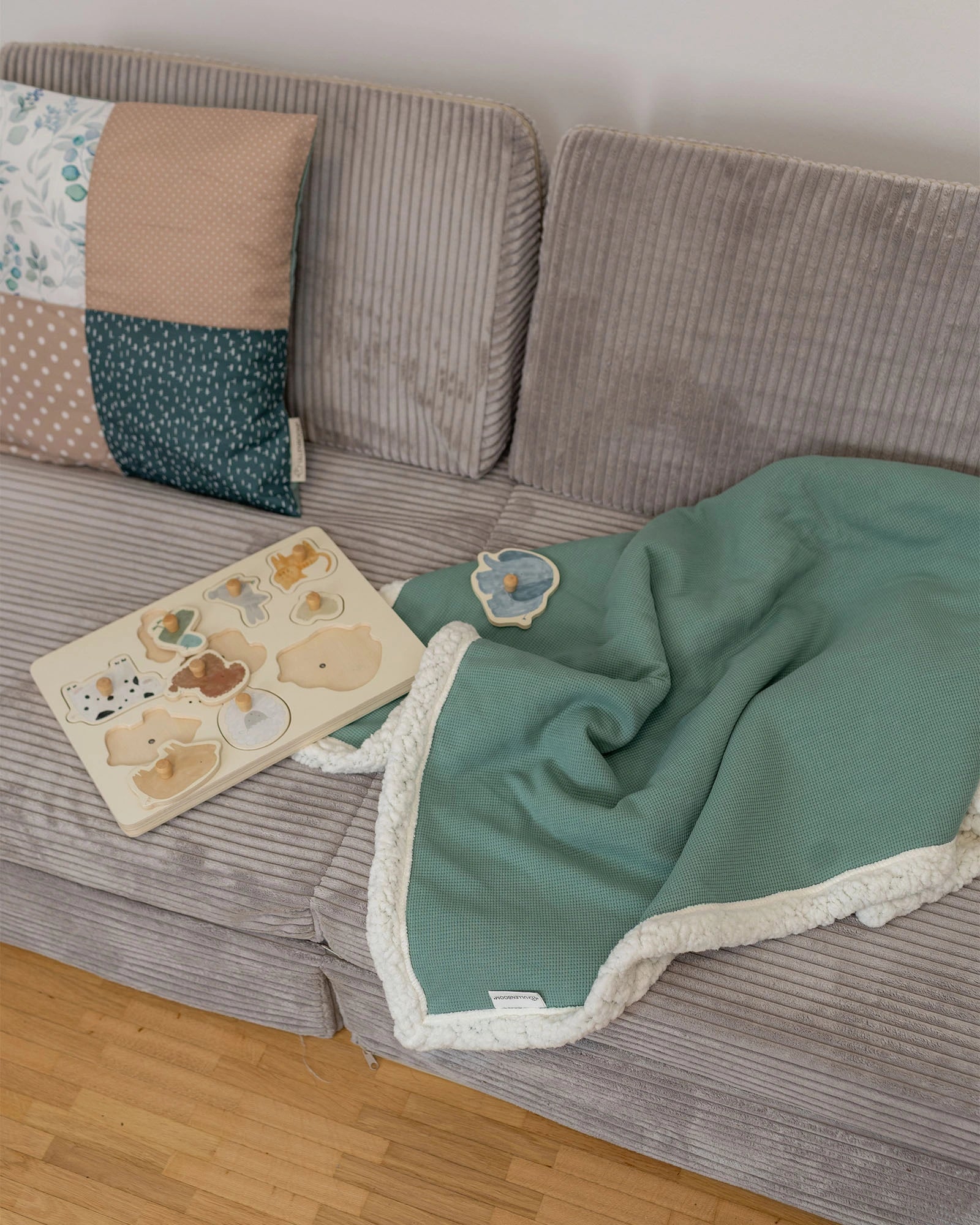 Babydecke Teddy Salbeigrün