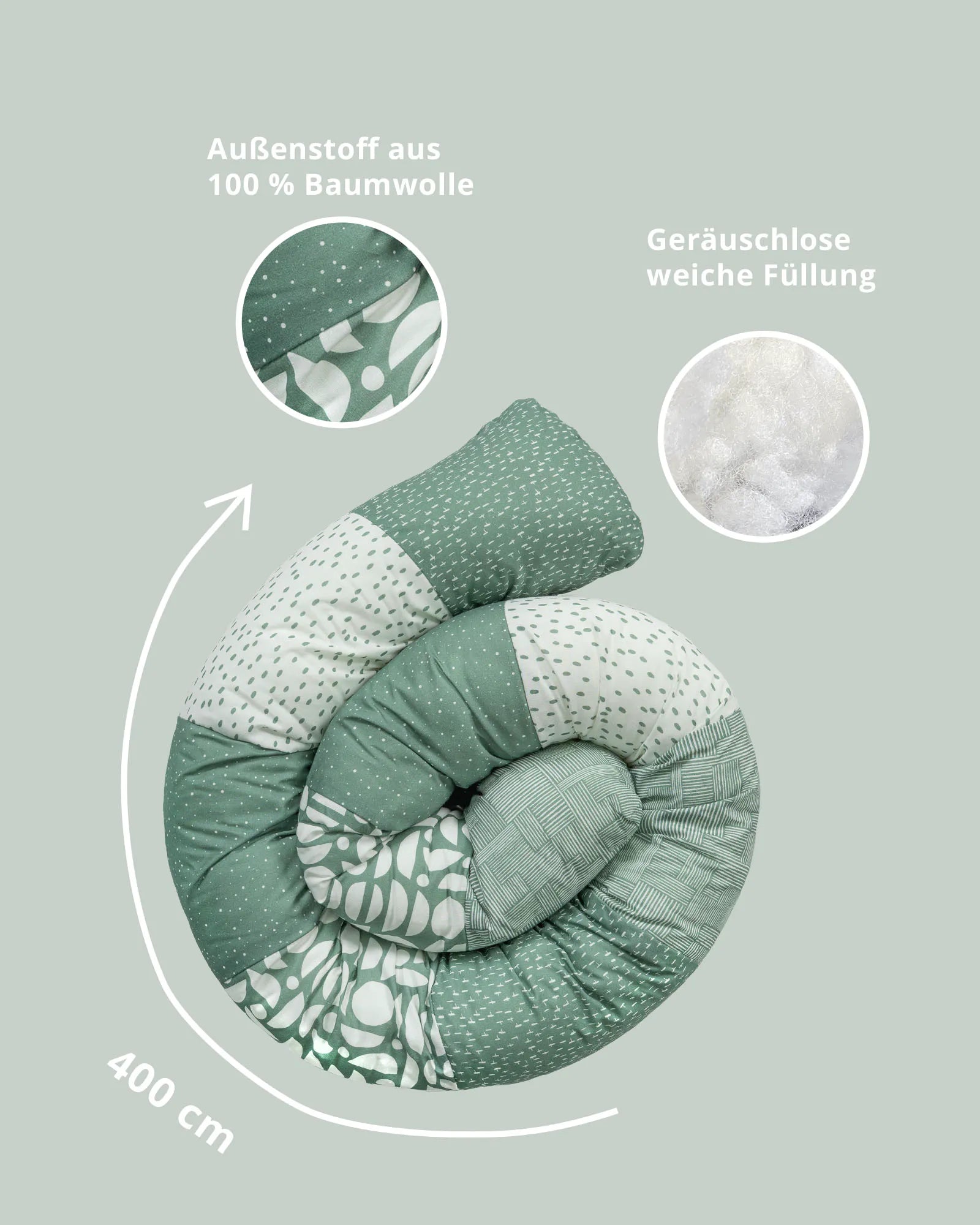 Baby Bettschlange Classic Grün-Bettschlangen-ULLENBOOM Baby