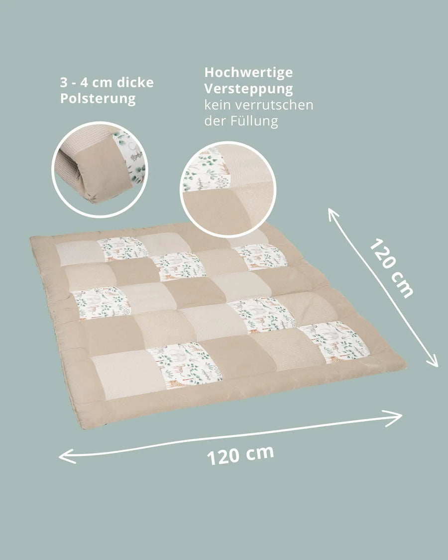 Krabbeldecke Safari Sand 120 x 120 cm – Maße