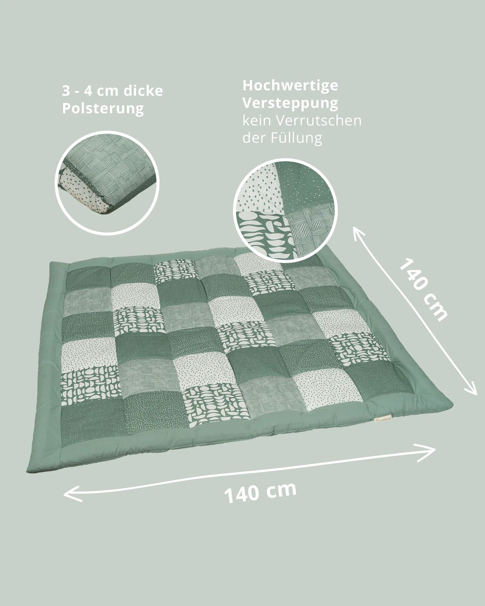 Krabbeldecke Classic Grün-Krabbeldecken-ULLENBOOM Baby