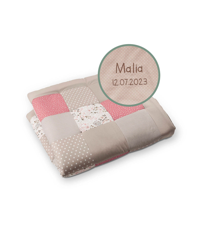 Personalisierbare Krabbeldecke ROSA BLÜTEN-ULLENBOOM Baby