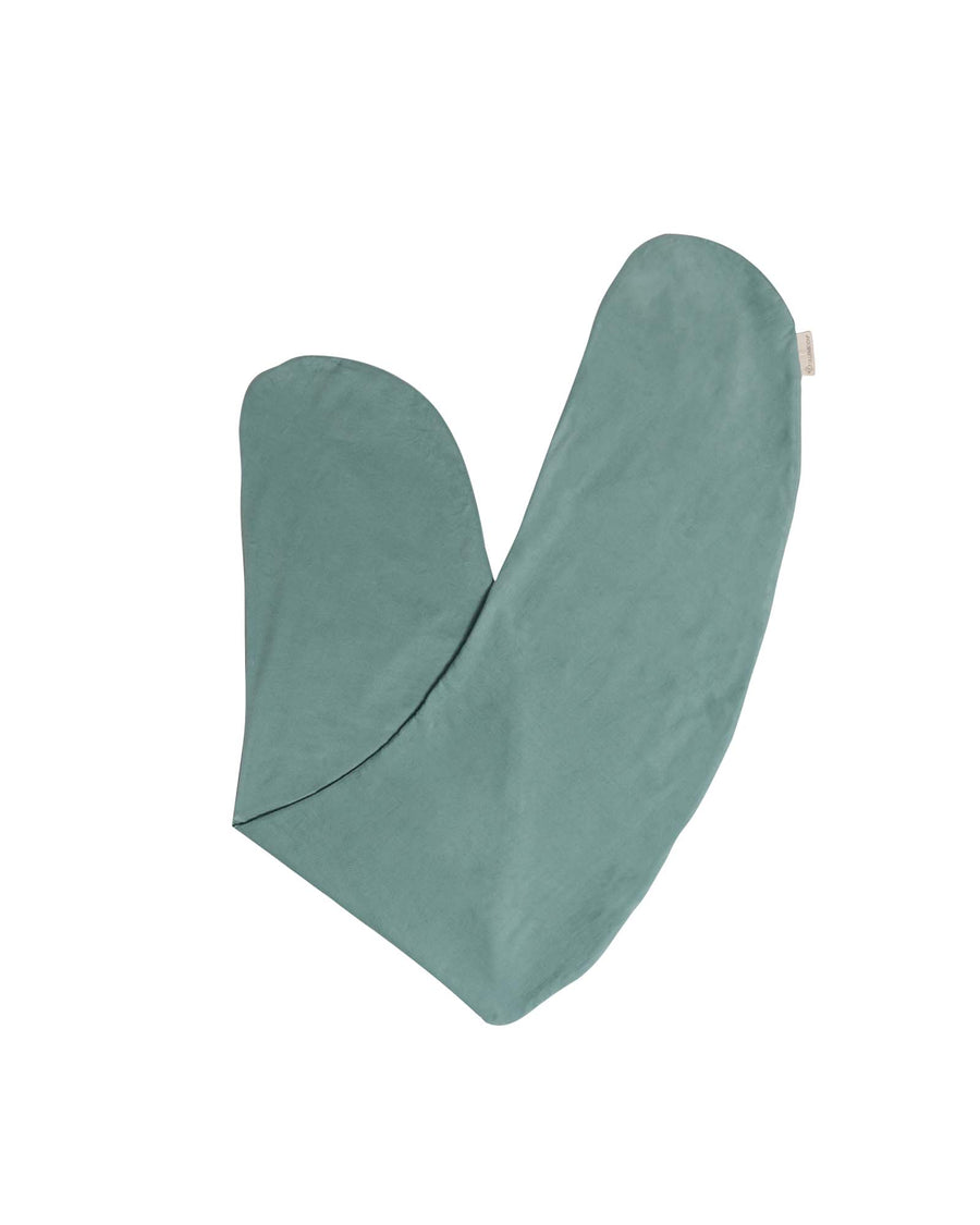 Teal corduroy nursing pillow cover, 190x38cm, folded, with a small brand tag.