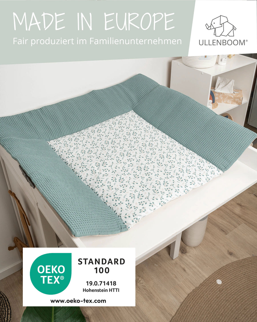 Wickelauflage Floral Grün-Gepolstere Wickelauflagen-ULLENBOOM Baby