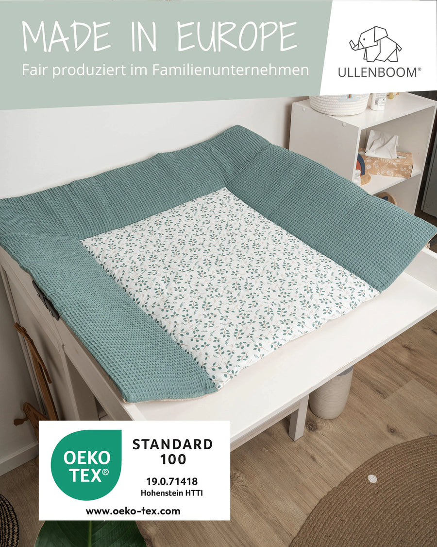 Wickelauflagen-Bezug Floral Grün-Wickelauflagen-Bezüge-ULLENBOOM Baby
