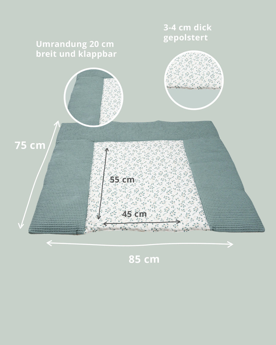 Wickelauflage Floral Grün-Gepolstere Wickelauflagen-ULLENBOOM Baby