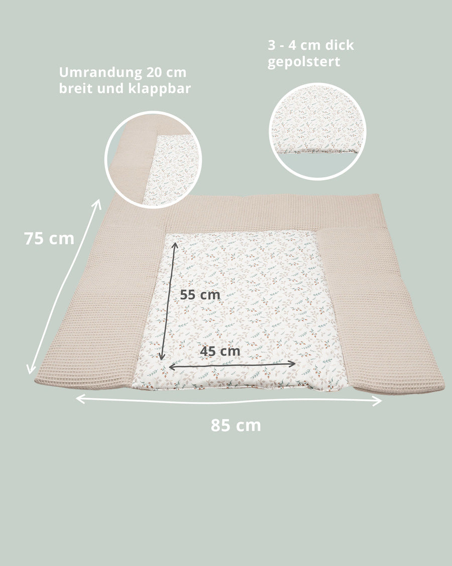 Wickelauflage Floral Sand-Gepolstere Wickelauflagen-ULLENBOOM Baby