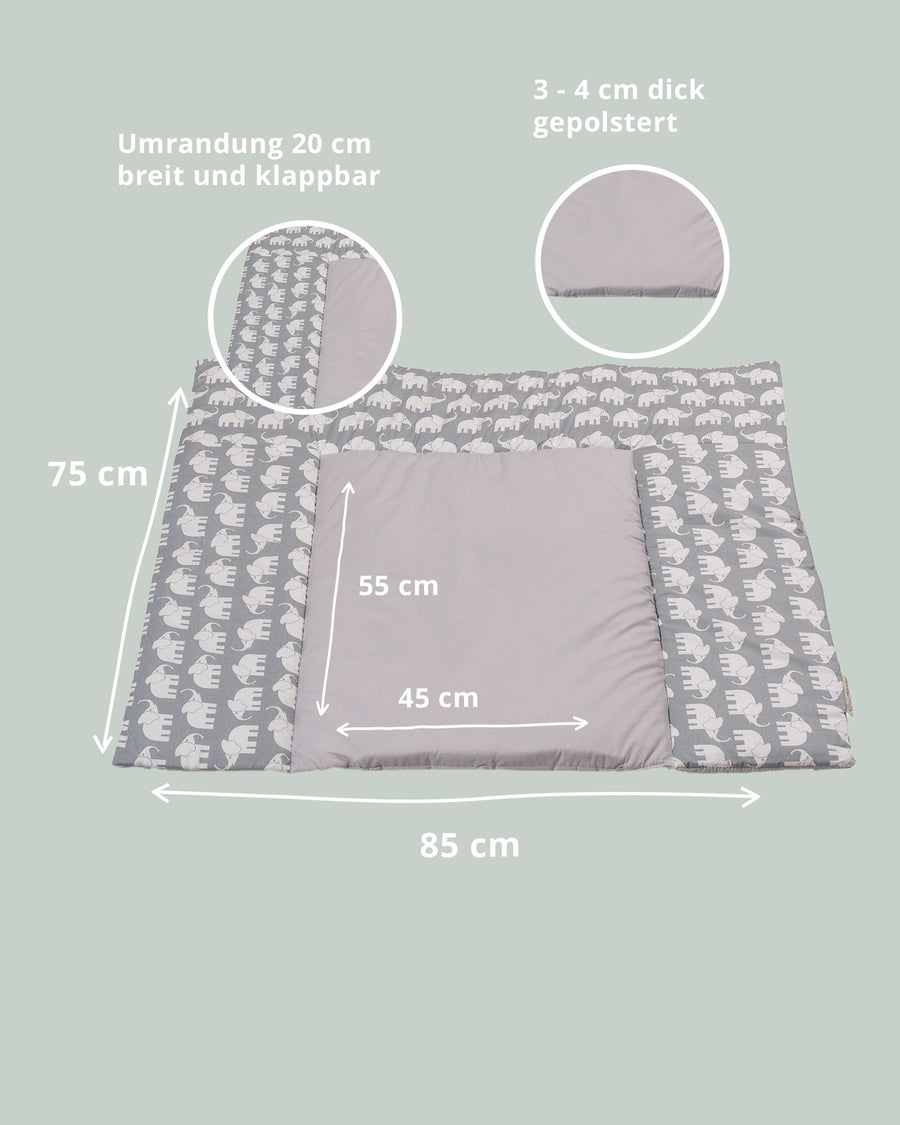 Wickelauflage Grau Elefant-Gepolstere Wickelauflagen-ULLENBOOM Baby