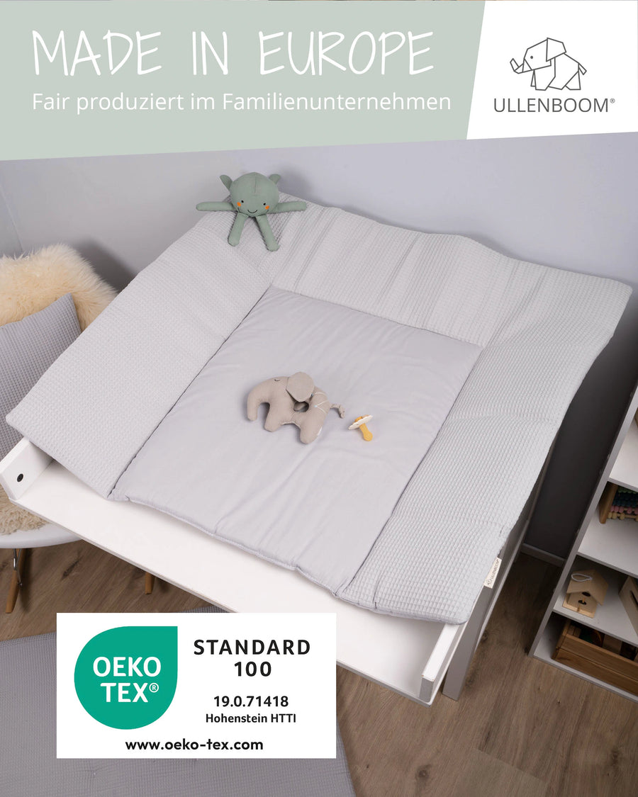 Wickelauflage Waffelpiqué Grau-Gepolstere Wickelauflagen-ULLENBOOM Baby