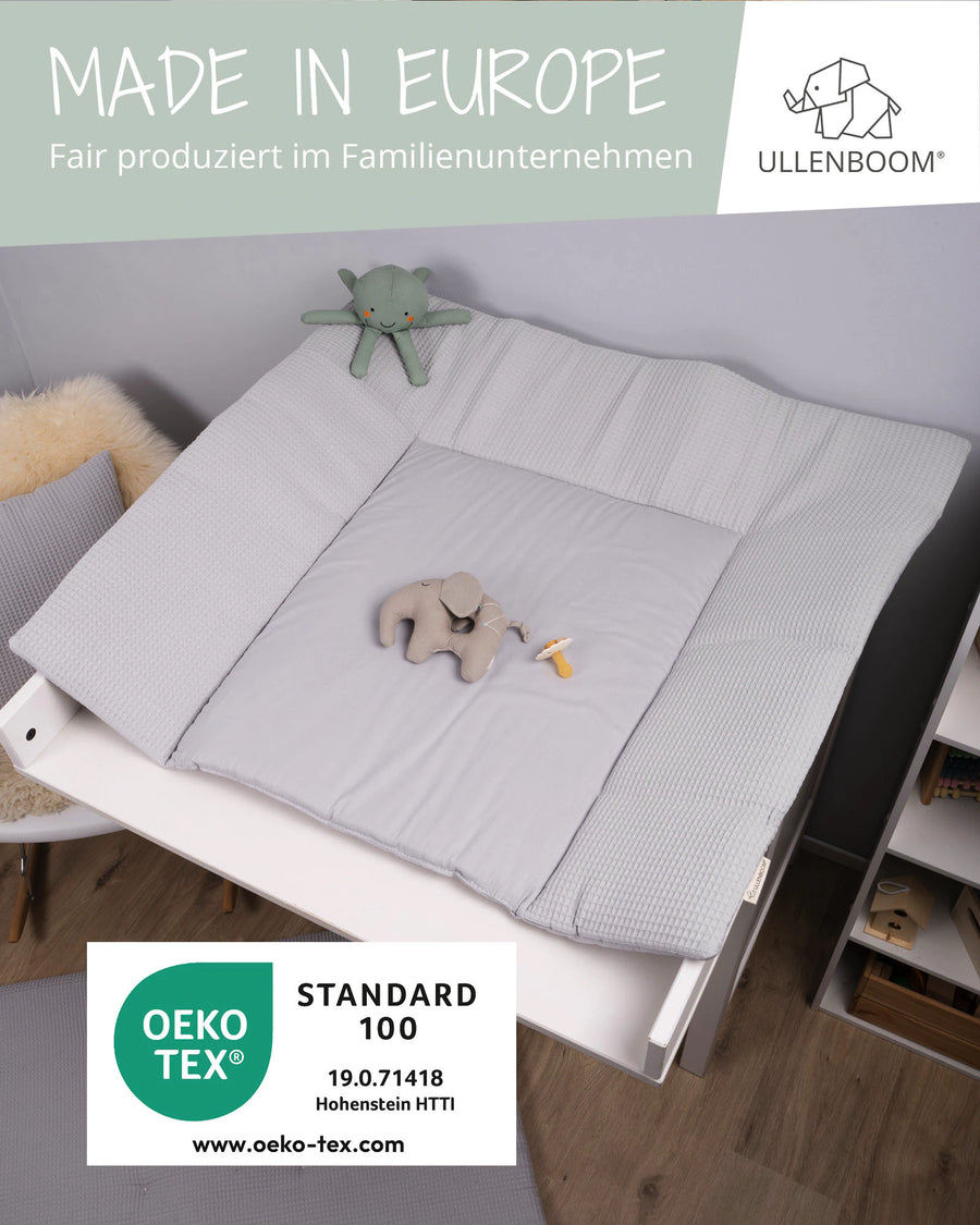 Wickelauflagen-Bezug Waffelpiqué Grau-Wickelauflagen-Bezüge-ULLENBOOM Baby