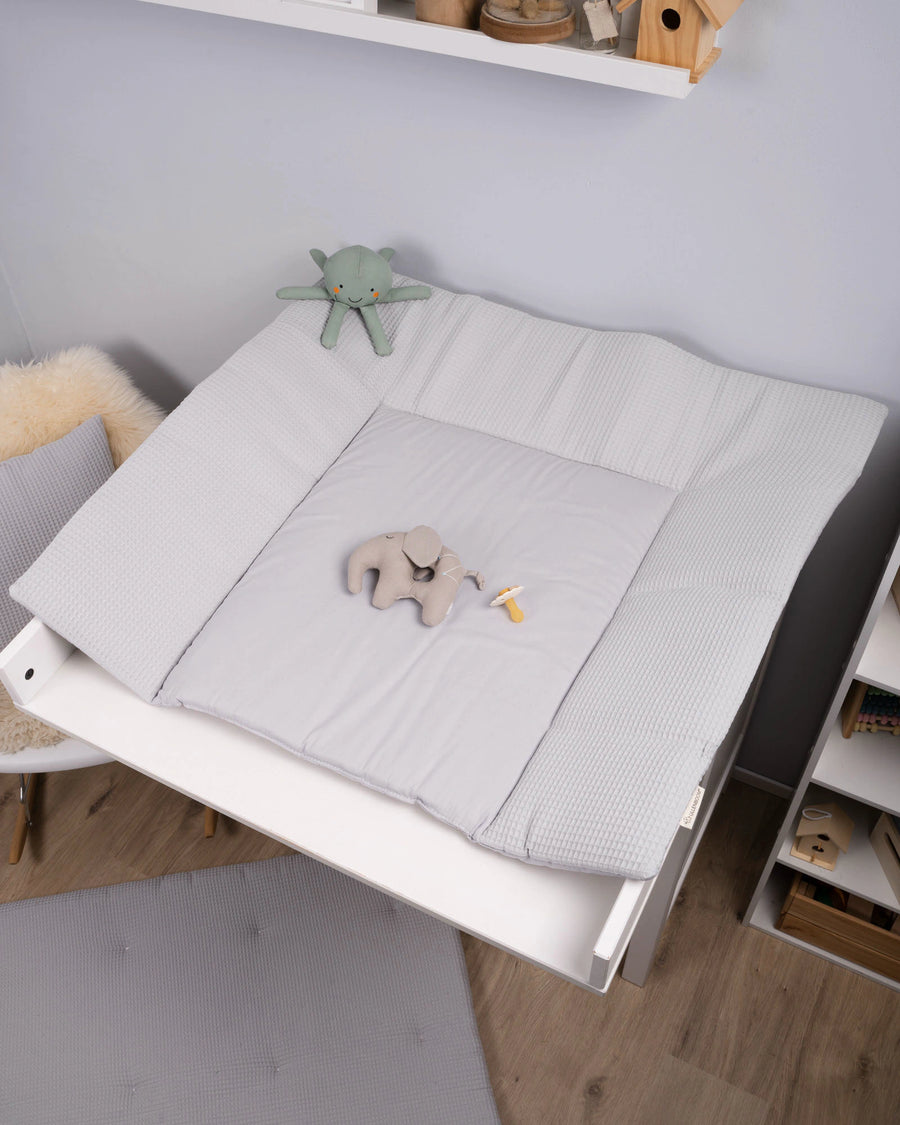 Wickelauflage Waffelpiqué Grau-Gepolstere Wickelauflagen-ULLENBOOM Baby