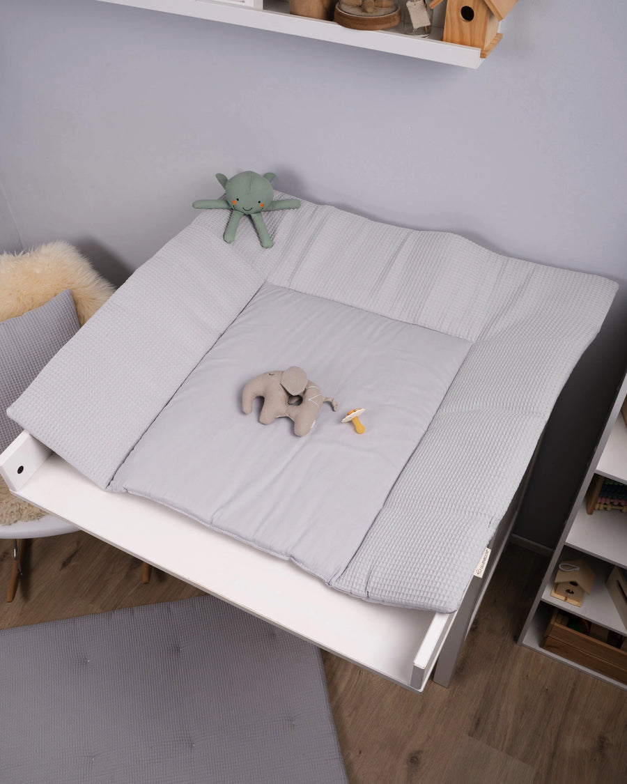 Wickelauflagen-Bezug Waffelpiqué Grau-Wickelauflagen-Bezüge-ULLENBOOM Baby