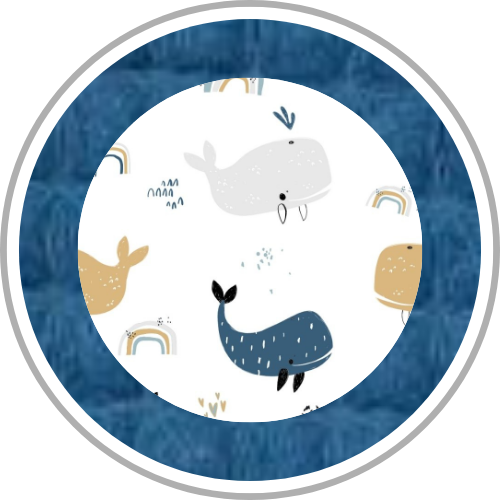 Design Waffelpiqué Motiv Blau Wale