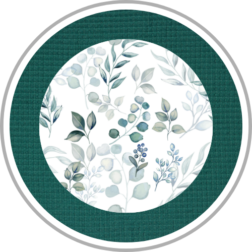 Design Waffelpiqué Motiv Eukalyptus Petrol