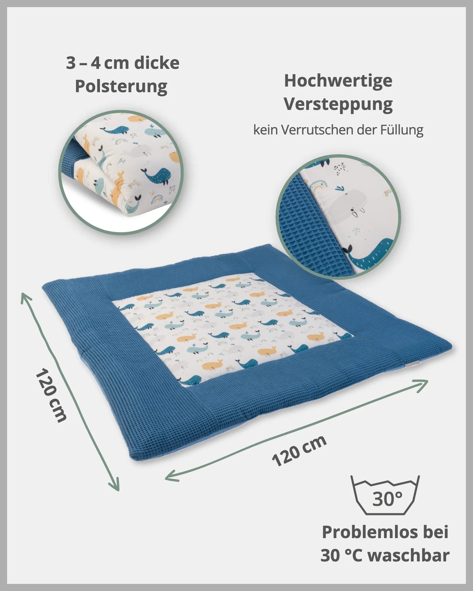 Krabbeldecke BLAU WALE-ULLENBOOM Baby