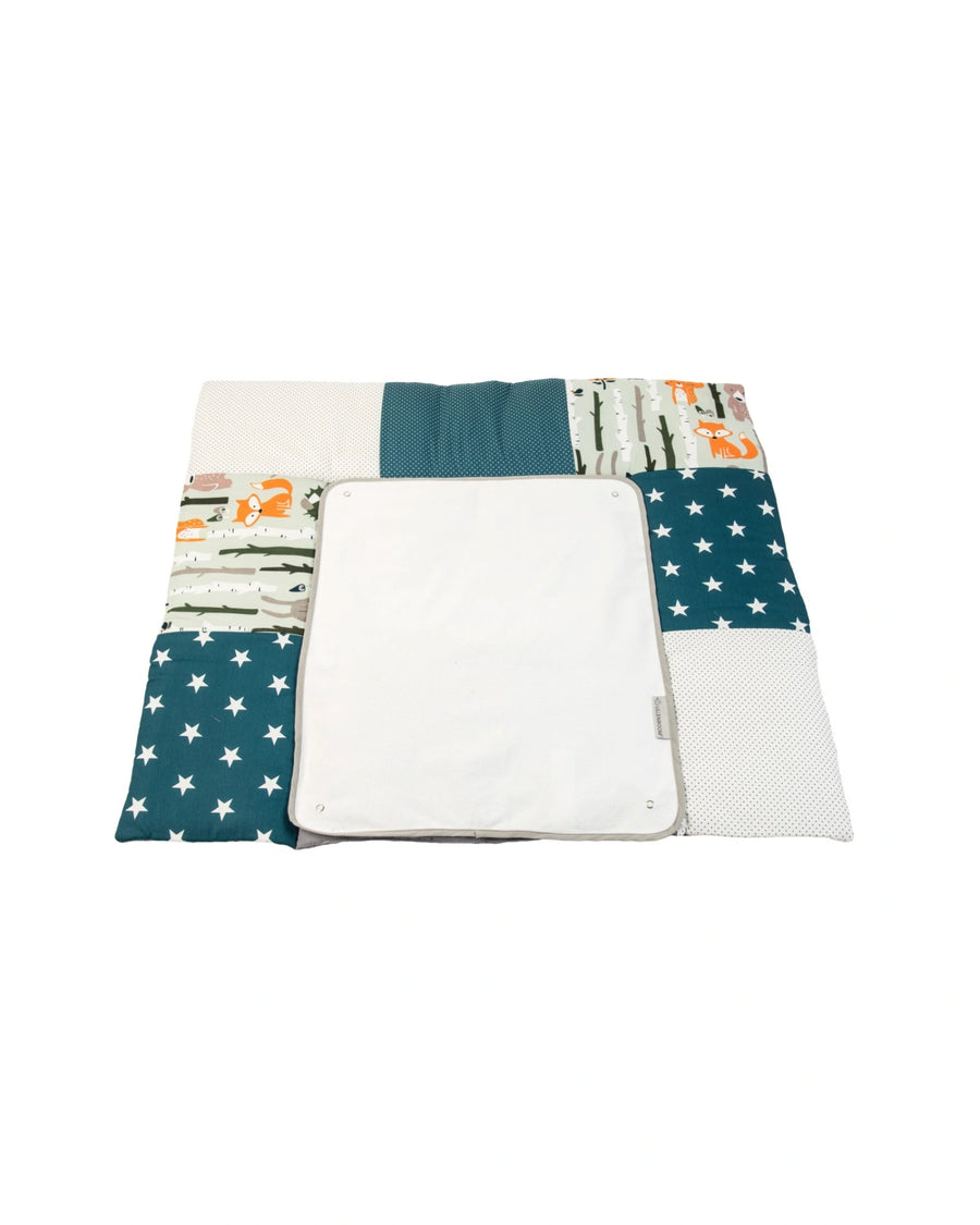 Wickelauflage mit Wechselmatte Waldtiere Petrol-Wickelauflagen mit Wechselmatten-ULLENBOOM Baby