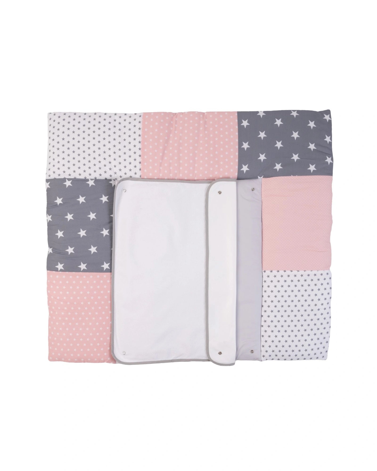 Wickelauflage mit Wechselmatte Rosa Grau