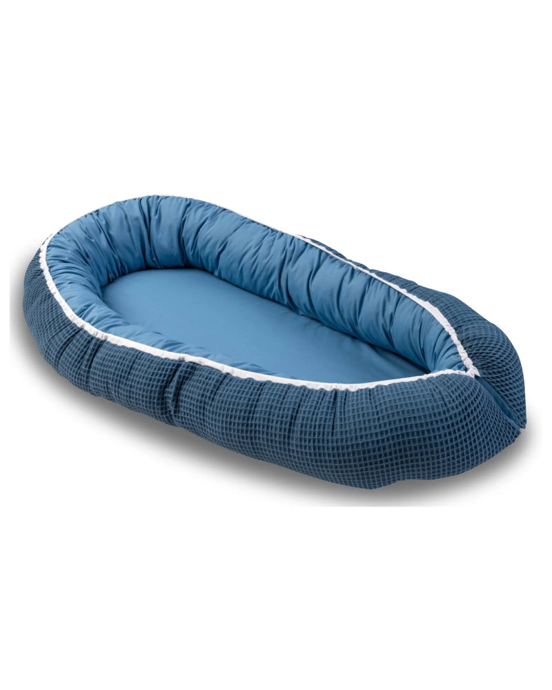 Babynest Waffelpiqué Blau-ULLENBOOM Baby