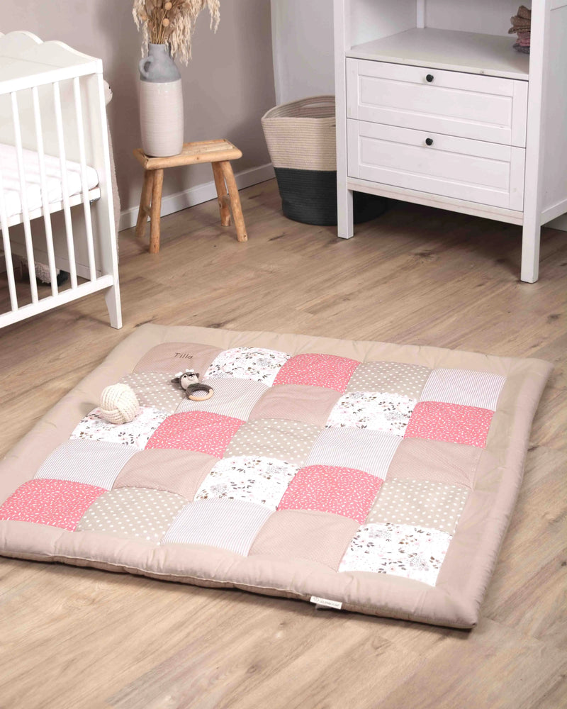 Krabbeldecke ROSA BLÜTEN-Personalisierbare Krabbeldecke Rosa Blüten ULLENBOOM®-ULLENBOOM Baby