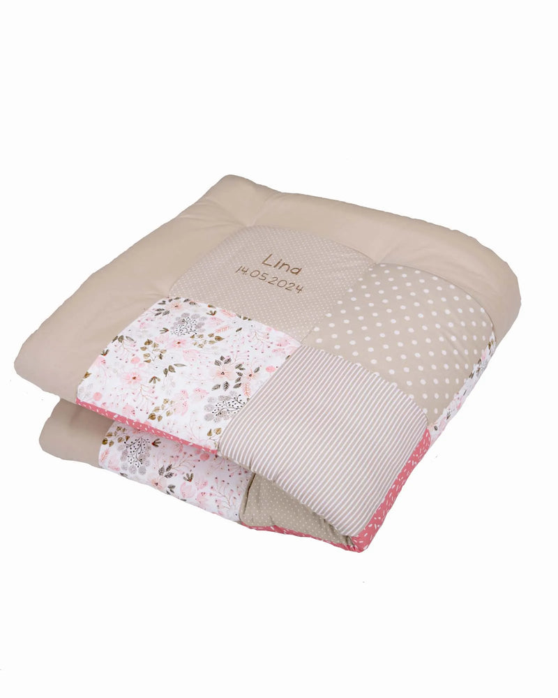 Krabbeldecke ROSA BLÜTEN-Personalisierbare Krabbeldecke Rosa Blüten ULLENBOOM®-ULLENBOOM Baby