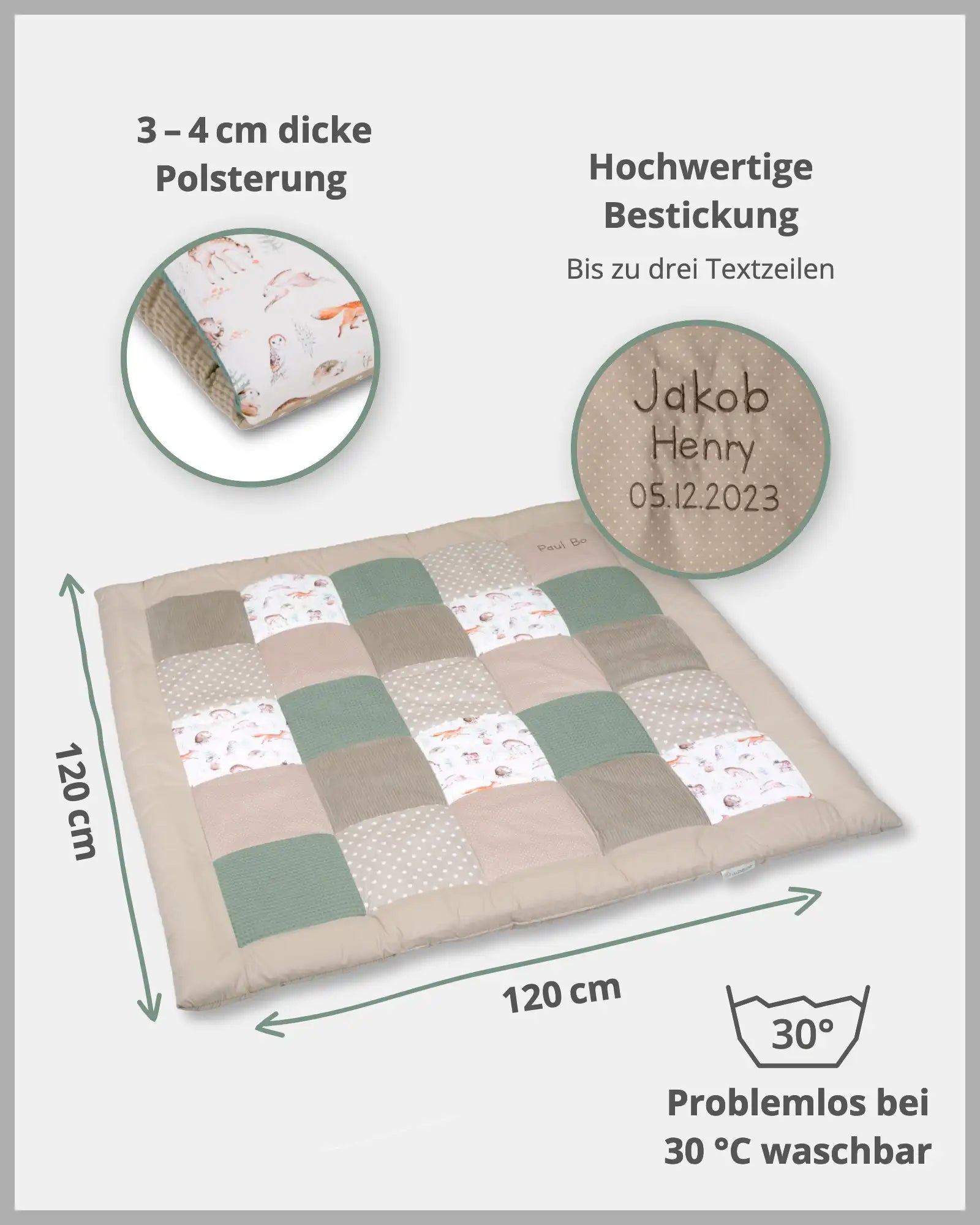 Krabbeldecke WALDFREUNDE-Personalisierbare Krabbeldecke Waldfreunde ULLENBOOM®-ULLENBOOM Baby