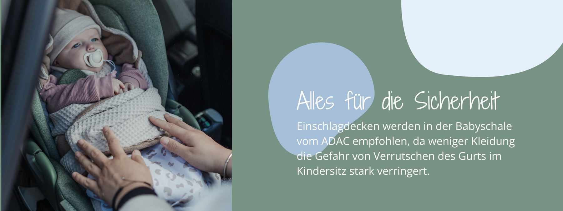 ADAC empfiehlt Verwendung von Einschlagdecken und weniger Kleidung in der Babyschale ULLENBOOM Einschlagdecke