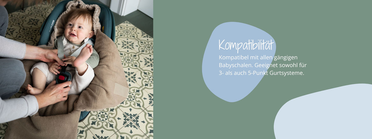 Kompatibel mit allen gängigen Babyschalen - 3 und 5-Punkt Gurtsysteme ULLENBOOM Einschlagdecke